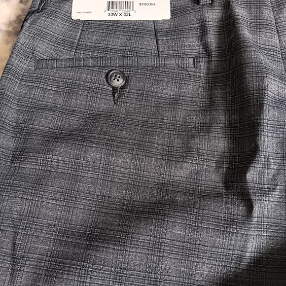 Penguin Original Men's Plaid Suit Pants Stretch Slim Fit 33x32 Grey/Blue NWT - Picture 6 of 9